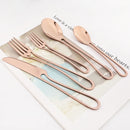 Gold Cutlery Set Stainless Steel Dinnerware Axyaa Tableware Party Kitchen Flatware
