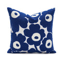Axyaa Poppy Floral Embroidery Cushion Cover Blue Orange 45x45cm Home Decor for Living Room