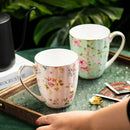 Axyaa Flower Tea Cup Set, 400ml Ceramic Coffee Mug for Couples