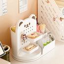 Axyaa Bear Desktop Organizer: 360° Rotating Storage Drawer for Stationery, Cosmetics, and Lipstick