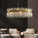 Axyaa Gold Crystal Chandelier: Modern Dimmable Rectangle Ceiling Light for Kitchen, Dining, Living Room