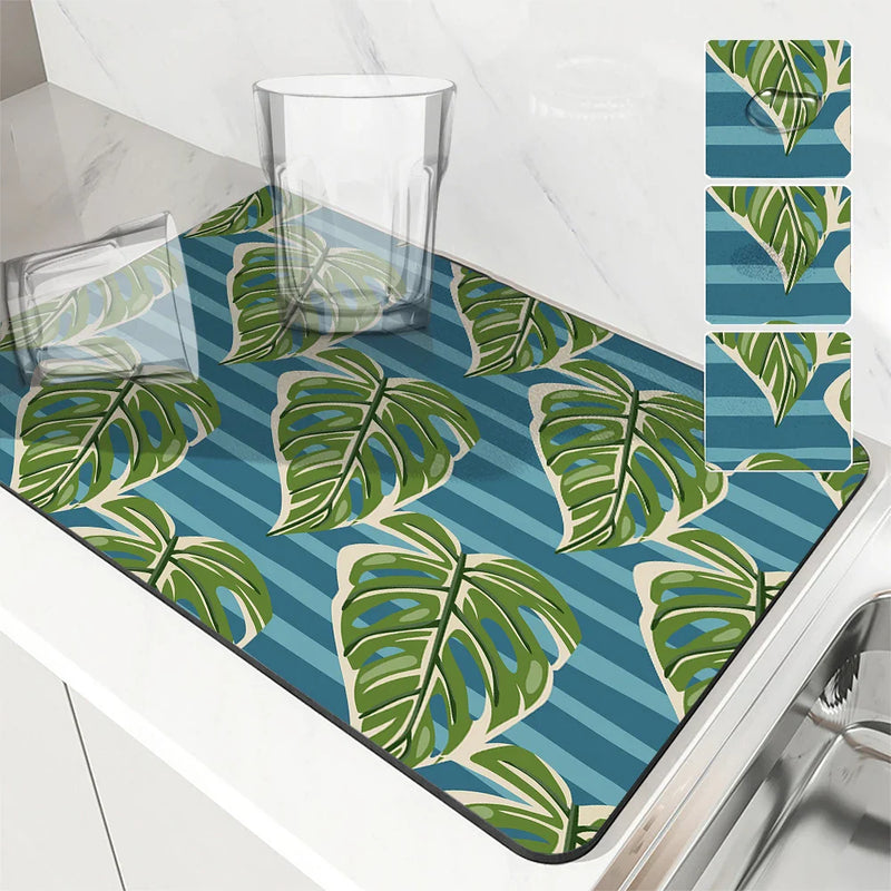 Axyaa Kitchen Draining Mat: Absorbent, Antiskid, Quick Dry Bathroom & Coffee Dish Pad