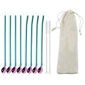 Axyaa Stainless Steel Reusable Colorful Straw Spoon for Cocktails and Coffee
