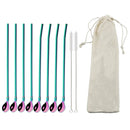 Axyaa Stainless Steel Reusable Colorful Straw Spoon for Cocktails and Coffee