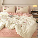Axyaa Full Size Washed Cotton Duvet Cover Set with Sheets & Pillowcases