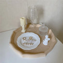Ceramic Dessert Tray by Axya: Hand-carved White Disc for Jewelry Storage & Photography Props