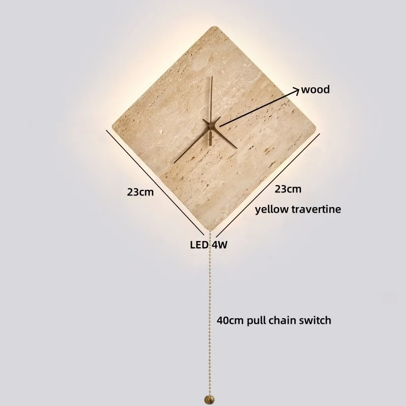 Axyaa LED Wall Clock Yellow Stone Light for Modern Nordic Decor
