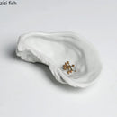Axyaa White Ceramic Oyster Snack Dish Set