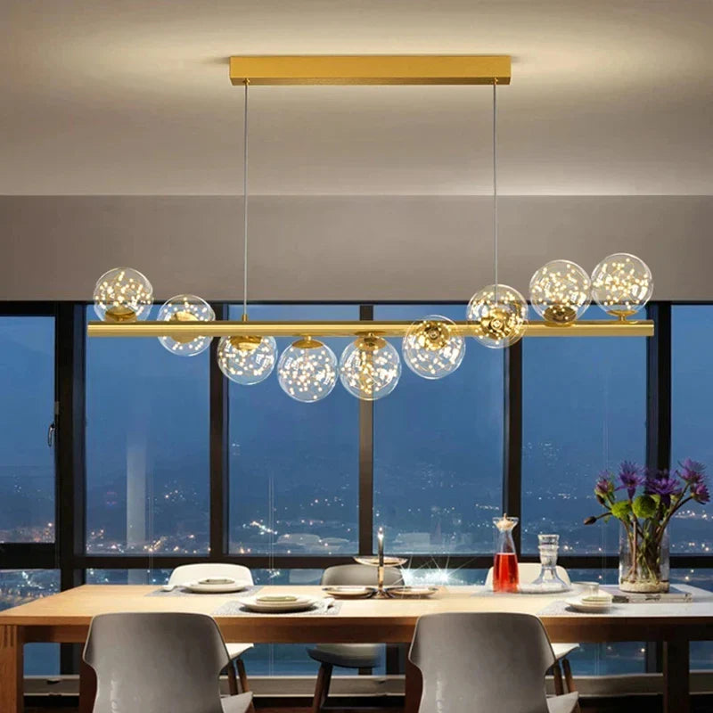 Axyaa Starry Sky LED Pendant Light Glass Bubble Chandelier for Dining Kitchen Island