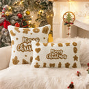 Axyaa Christmas Gingerbread Man Embroidered Cushion Cover - Festive Sofa Pillowcase