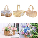 Axyaa Willow Rattan Bride Flower Basket with Handle, Hand-Woven Weaving Basket
