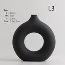 Axyaa Circular Hollow Vase: Donuts Ceramic Flower Vase for Home & Office Decor