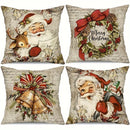 Axyaa Retro Farmhouse Santa Claus Pillowcase - Festive Sofa Cushion Cover
