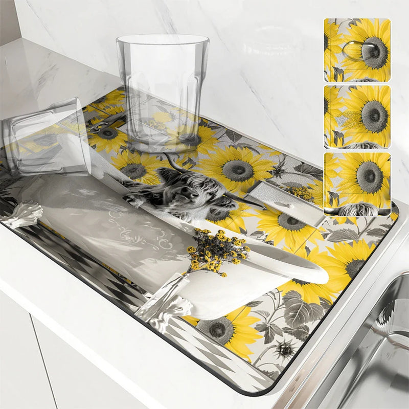 Axyaa Highland Kitchen Draining Mat, Quick Dry Bathroom Pad