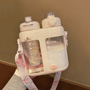 Axyaa Double Drink Water Bottles with Tea Filter and Straw - BPA Free
