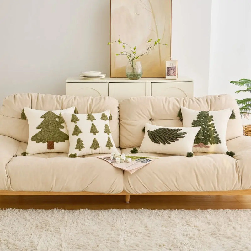 Axyaa Christmas Tufted Cushion Cover with Tassel Pillowcase, Holiday Decor 45x45/30x50cm