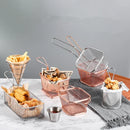 Axya Stainless Steel Fry Basket Colander - Chef Kitchen Tool for French Fries & Cooking