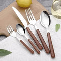 Axyaa Wood Grain Stainless Steel Silverware Set for 8 - 40 Piece Cutlery Utensils