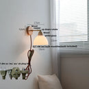 Axyaa Wood Canopy LED Wall Lights Amber Glass Sconce Nordic Modern Bedside Lamp