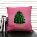 Axyaa Cactus Pineapple Pattern Cushion Cover 45x45 Linen Pillowcase