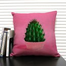 Axyaa Cactus Pineapple Pattern Cushion Cover 45x45 Linen Pillowcase