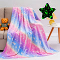 Rainbow Unicorn Glow Blanket: Cozy Flannel Sofa Bed Kids Toddler Boys Girls Axyaa