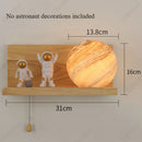 Axyaa LED Planet Glass Wall Lamp with Wood Base for Children's Room Home Decor