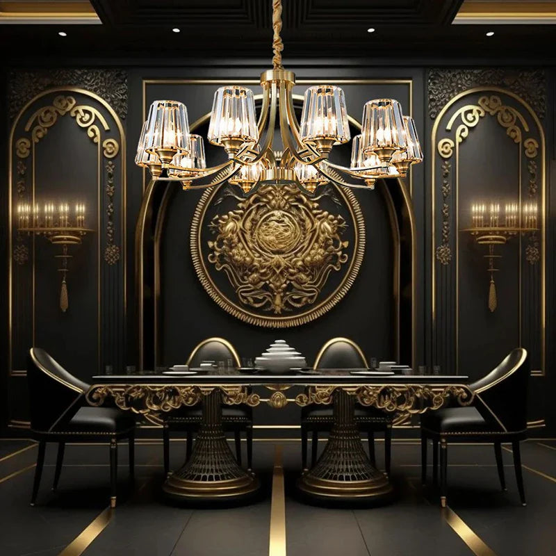 Axyaa Luxe Gold LED Pendant Chandelier for Home Decor Lighting