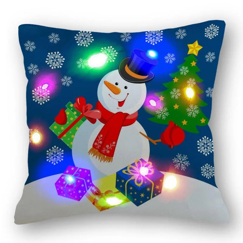 Christmas Santa LED Light Pillowcase for Home Decor, 45x45cm - Axyaa