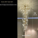 Axyaa Gold Branch Ceiling Chandelier: Luxury LED Pendant Light for High Stairway.