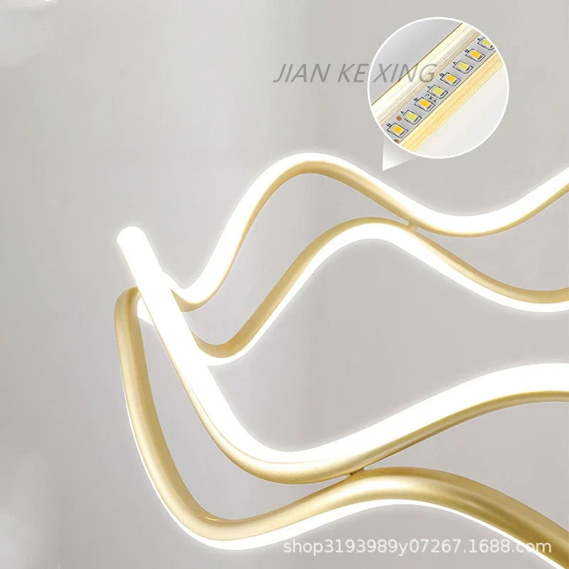Axyaa Wavy Shape LED Aluminum Chandelier for Kitchen Dining Living Room
