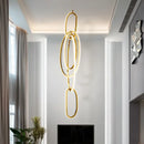 Axyaa Gold Ring LED Stairs Pendant Lights, Modern Lustre Chandeliers for Living Room, Bedroom & Villa