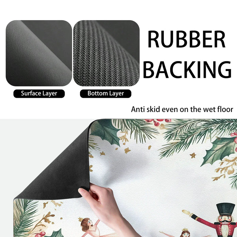 Axyaa Watercolor Nutcracker Kitchen Absorbent Drying Mat