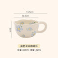 Axyaa Irregular Ceramic Mug Hand-painted Floral Heart Coffee Cup - 300ML