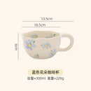 Axyaa Irregular Ceramic Mug Hand-painted Floral Heart Coffee Cup - 300ML