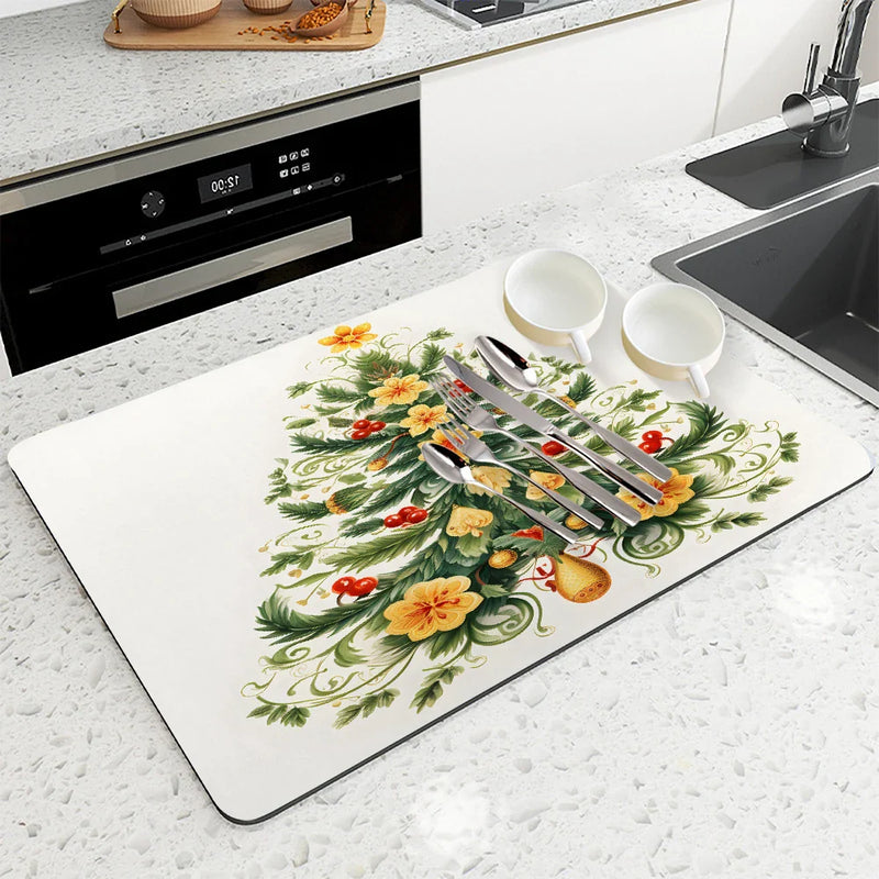 Axyaa Christmas Tree Kitchen Drying Mat