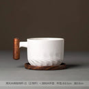Axyaa Ceramic Kung Fu Teacup in Frosted Finish with Wooden Handle