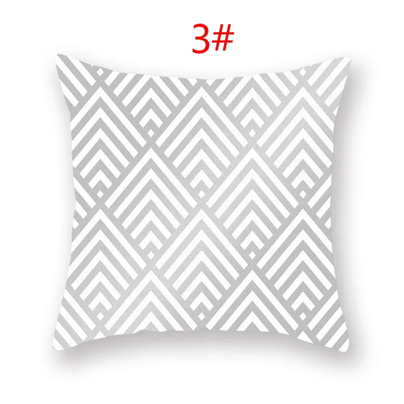 Axyaa 18" Sliver Grey Geometry Striped Pillowcase Home Decor Pillow Cover