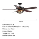 Axyaa Retro Style Wood Blades Ceiling Fan Light 52 Inch Remote Control Glass Color