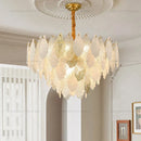 Axyaa Leaf Crystal Chandelier - Elegant Modern Lighting for Living Room, Dining Room & Bedroom