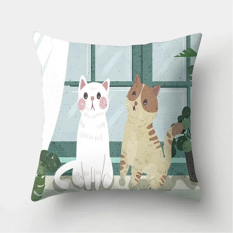Cat Pattern Cushion Cover for Axyaa Brand Decorative Throw Pillow.