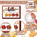 Axyaa Rustic Fall Farmhouse Decor Set: Pumpkin Leaf Garland, Autumn Tabletop Signs