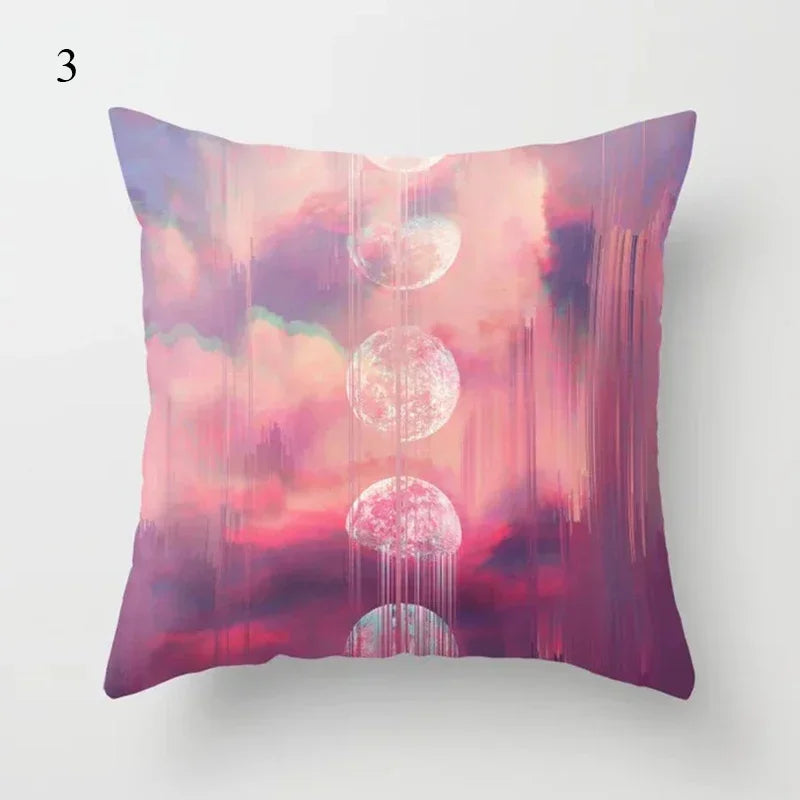 Axyaa Pink Psychedelic Landscape Print Pillowcase for Bedroom Living Room