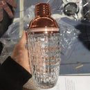 Axyaa Stainless Steel Cocktail Shaker Glass with Braided/Pineapple Pattern Filter Lid