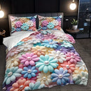 Axyaa Vibrant Floral Print Duvet Cover Set - All-Season Polyester Home Decor