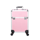 Axyaa Large Cosmetic Trolley Case with Key, Aluminum Professional Makeup Organizer