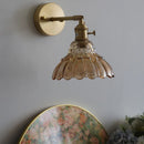 Axyaa Copper Rotatable Pull Chain LED Wall Lamp Glass Flower Stair Light