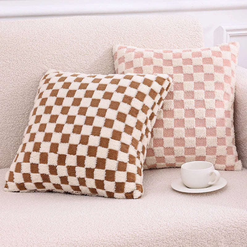 Axyaa Checkerboard Smooth Cozy Pillowcase - Double-Sided Soft Checkered Pattern