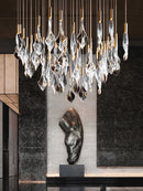 Axyaa Luxury Villa Hall LED Chandelier with Custom Glass Pendant Light