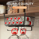 Axyaa Under Cabinet Basket Shelf with Cup Holder and Sliding Drawer for Kitchen Organization